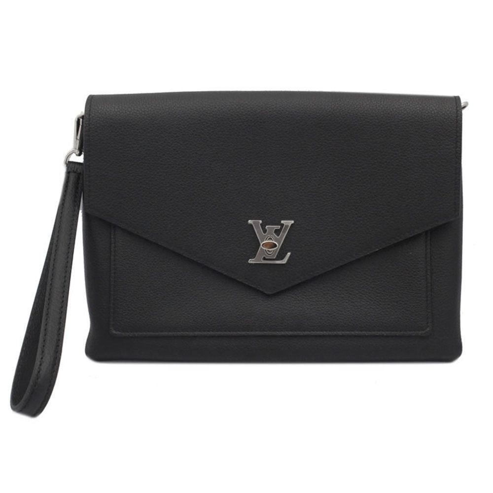 Louis Vuitton My LockMe Leather Shoulder Bag Black Silver